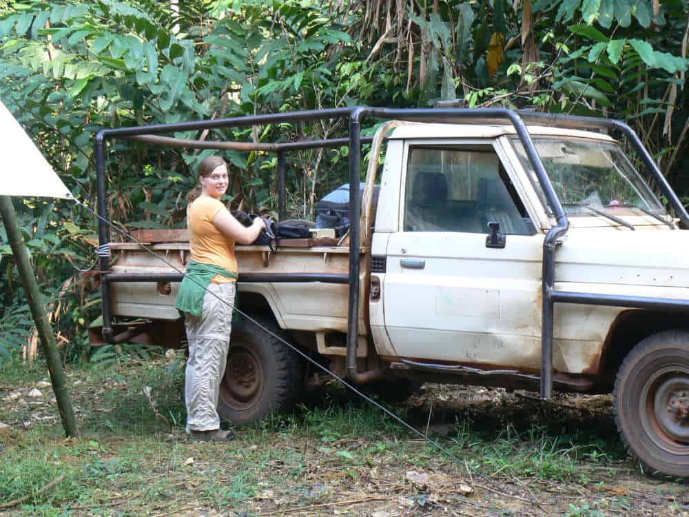 Woman near truck