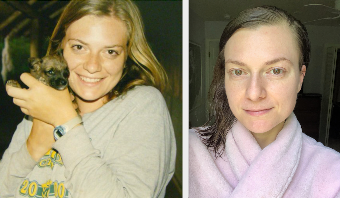 Me at 23 and 38. I make sure to invest in good anti-aging skincare.