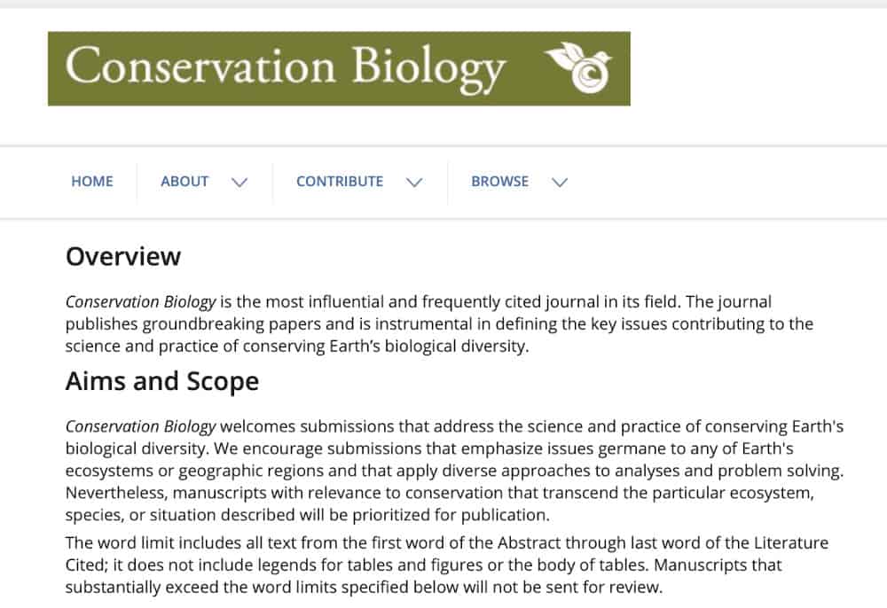 Aims and Scope of the Scientific Journal Conservation Biology