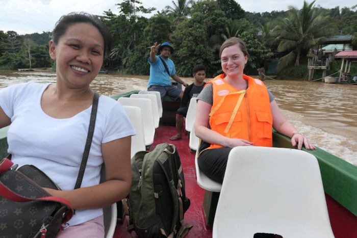 Ready for our river cruise on the Kinabatangan River. 