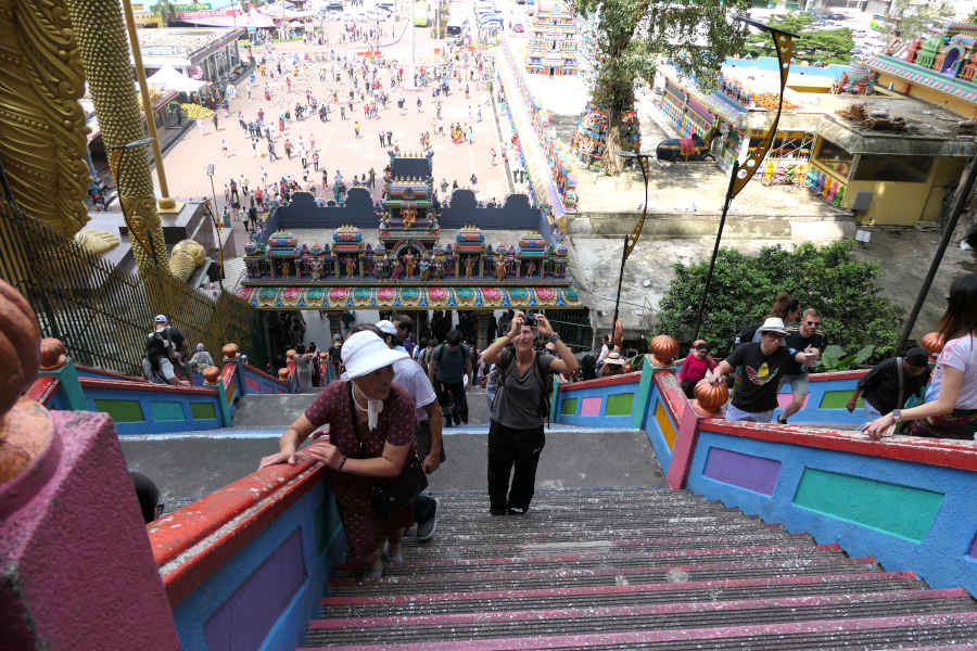 A picture of tourists traversing the staircase
