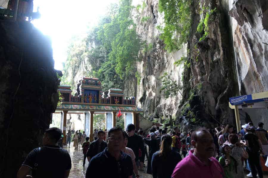 A picture of tourists exiting the caves