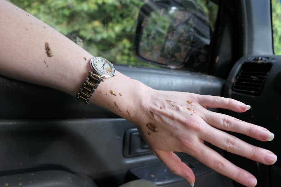 A picture of an arm with mud