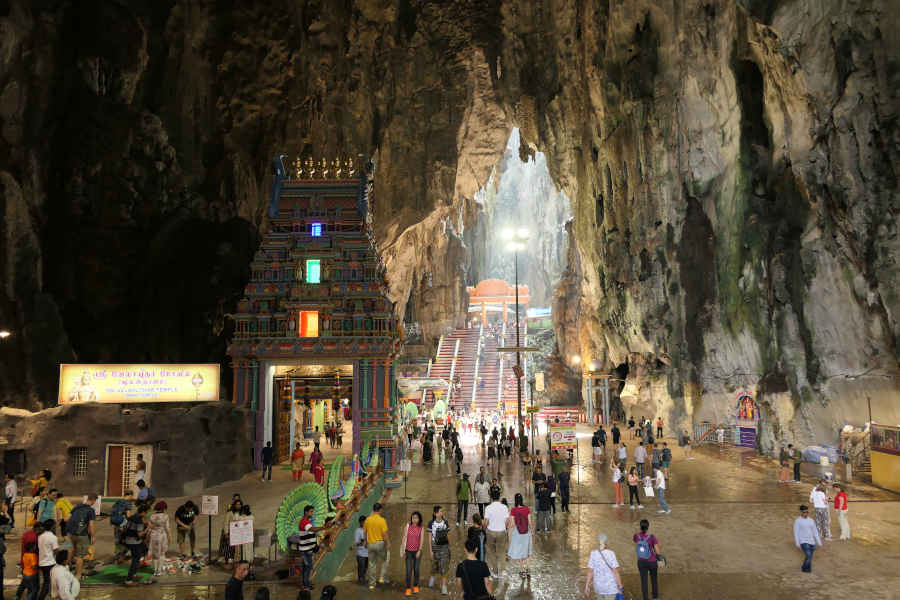 A picture of temples inside the Batu Caves