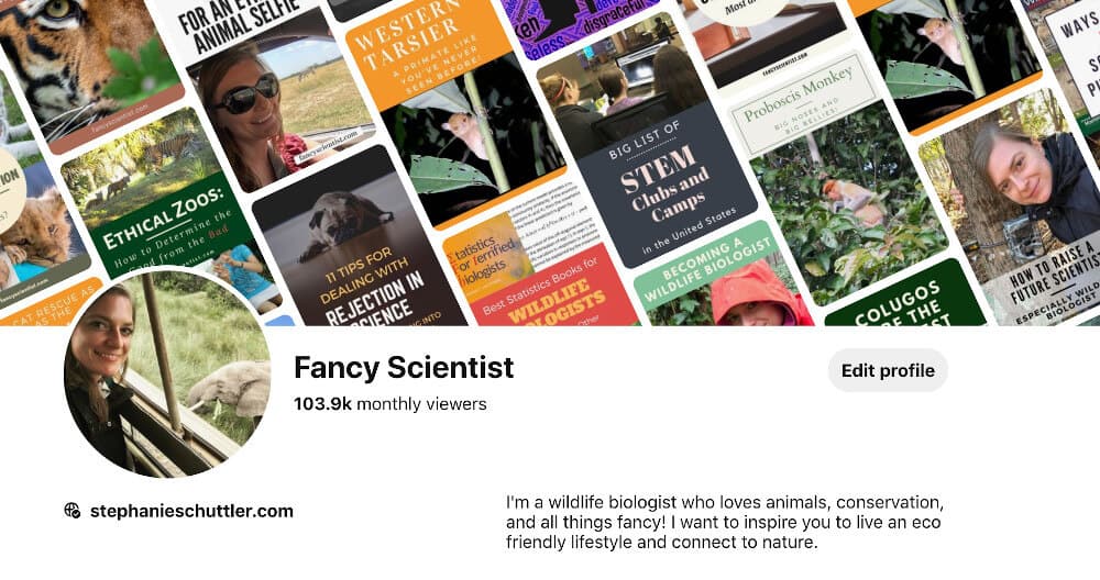 I love using Pinterest for science communication and conservation. It's a great way to reach new audiences. I get over 100,000 views each month.
