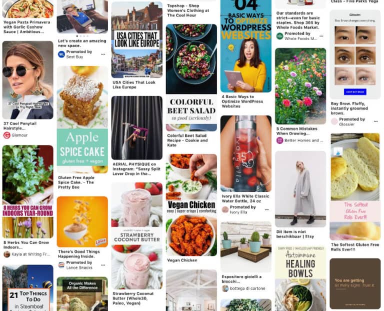 An screenshot of what my Pinterest feed looks like.