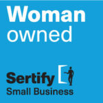 an image stating "Woman Owned" by sertify small business